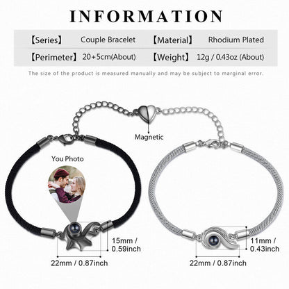 Couple Photo Projection Bracelet with Picture Inside | Conch Charms Photo Bracelets