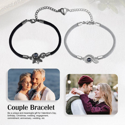 Couple Photo Projection Bracelet with Picture Inside | Conch Charms Photo Bracelets