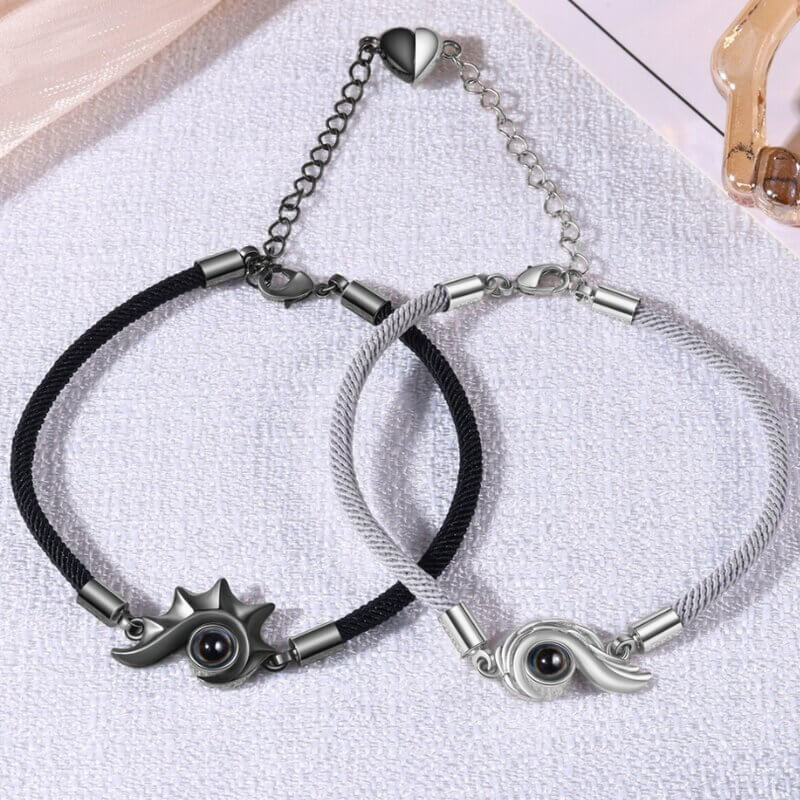 Couple Photo Projection Bracelet with Picture Inside | Conch Charms Photo Bracelets