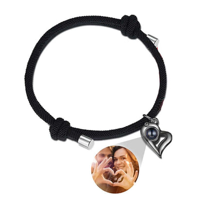 Couple Photo Projection Heart Charm Bracelet with Picture Inside