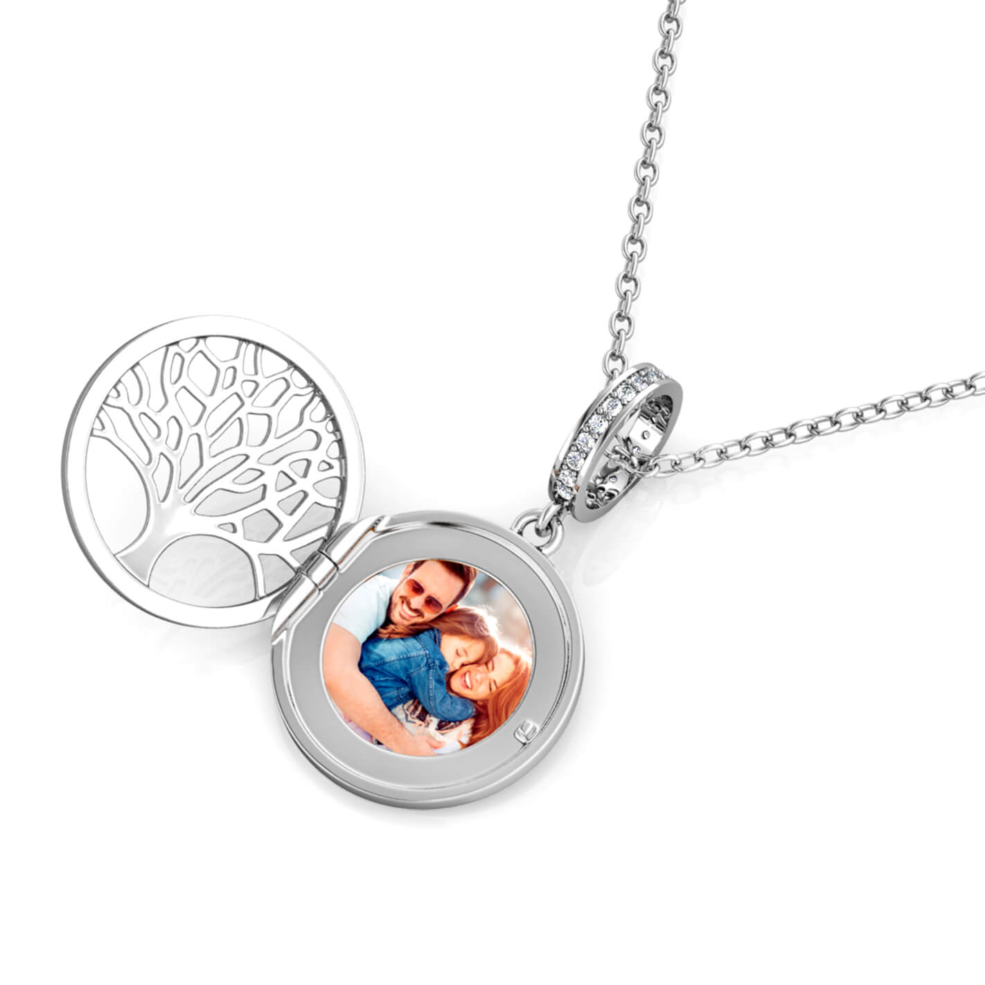 Photo Locket Necklace with Picture Inside - Silver