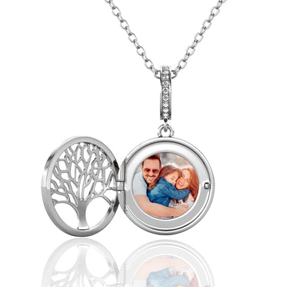 Photo Locket Necklace with Picture Inside - Silver