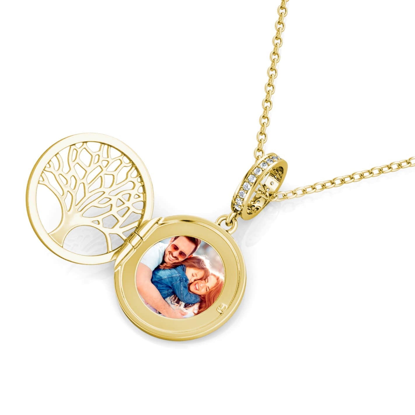 Photo Locket Necklace with Picture Inside - Gold