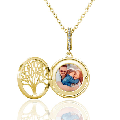 Photo Locket Necklace with Picture Inside - Gold