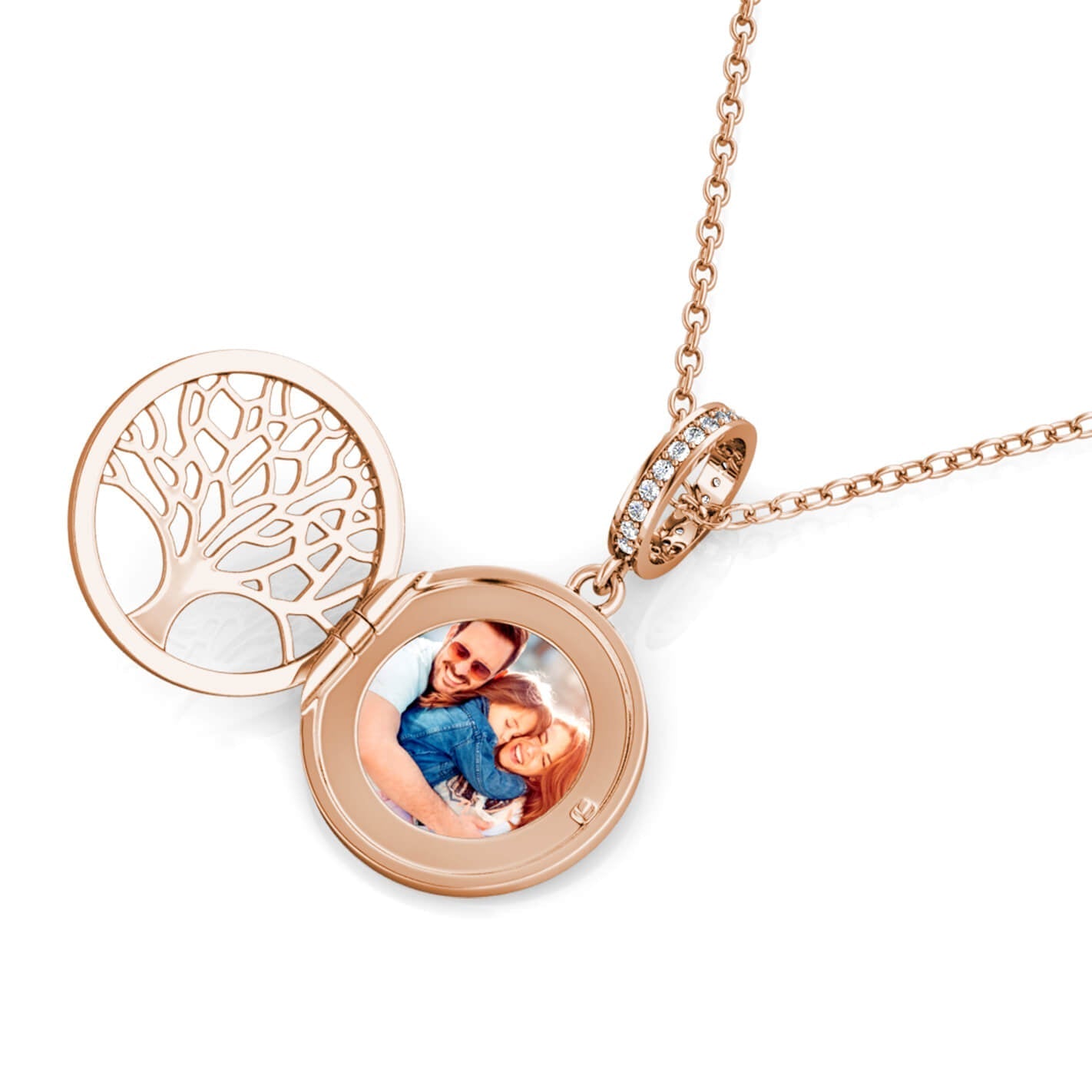 Photo Locket Necklace with Picture Inside - Rose Gold