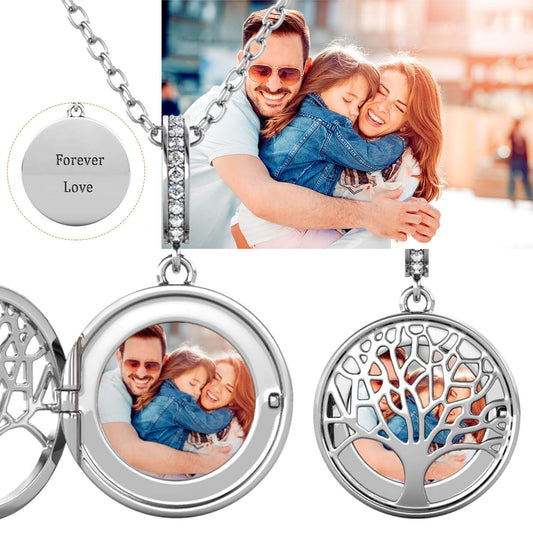 Photo Locket Necklace with Picture Inside - Silver