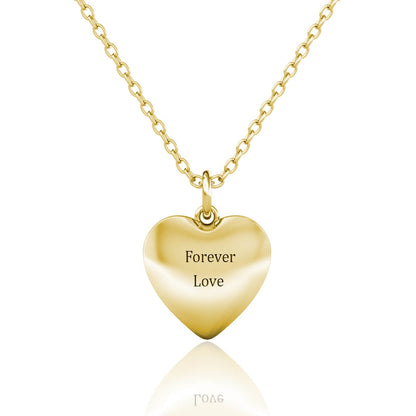 Heart Photo Locket Necklace with Picture Inside - Gold