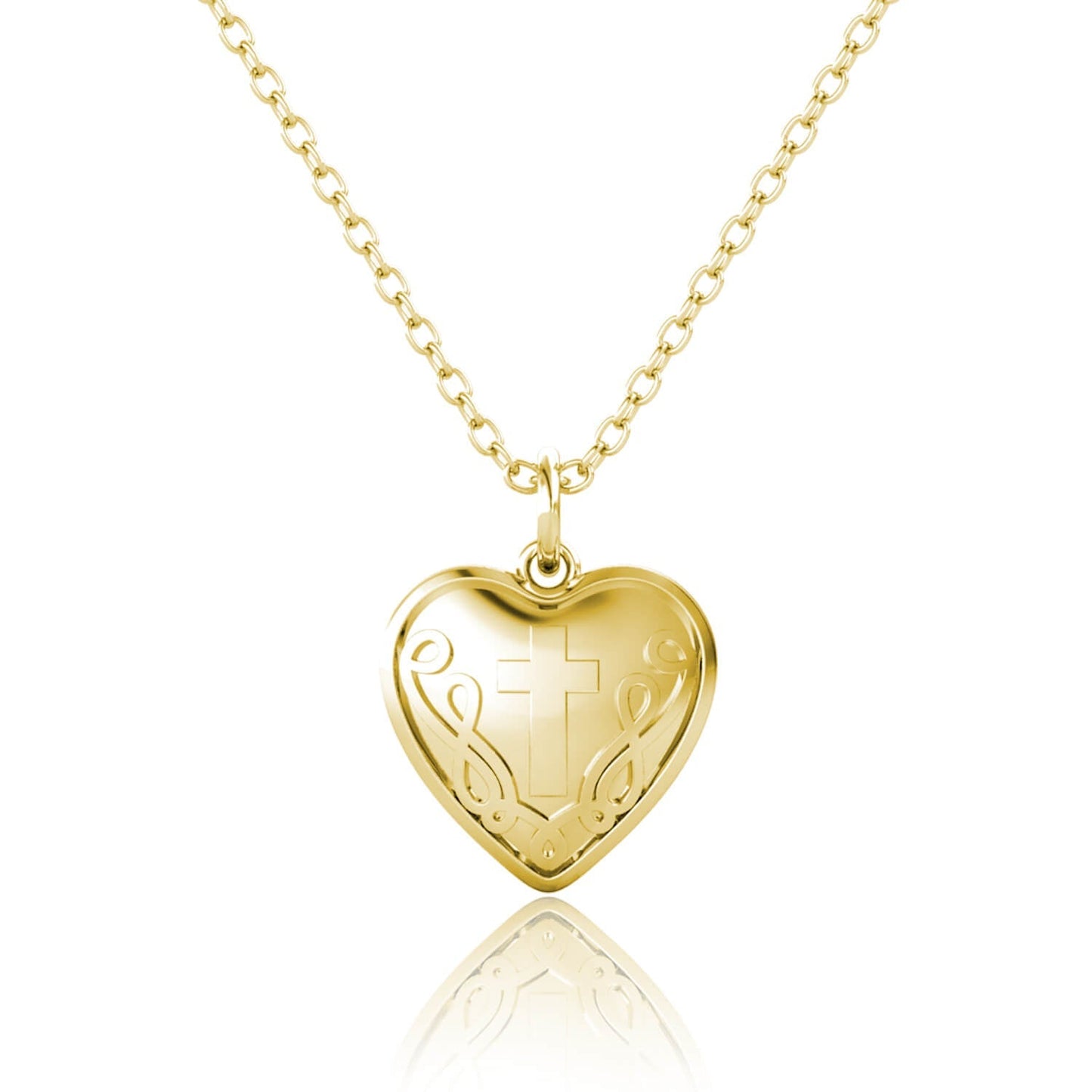 Heart Photo Locket Necklace with Picture Inside - Gold