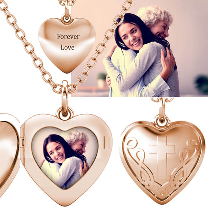 Heart Photo Locket Necklace with Picture Inside - Rose Gold