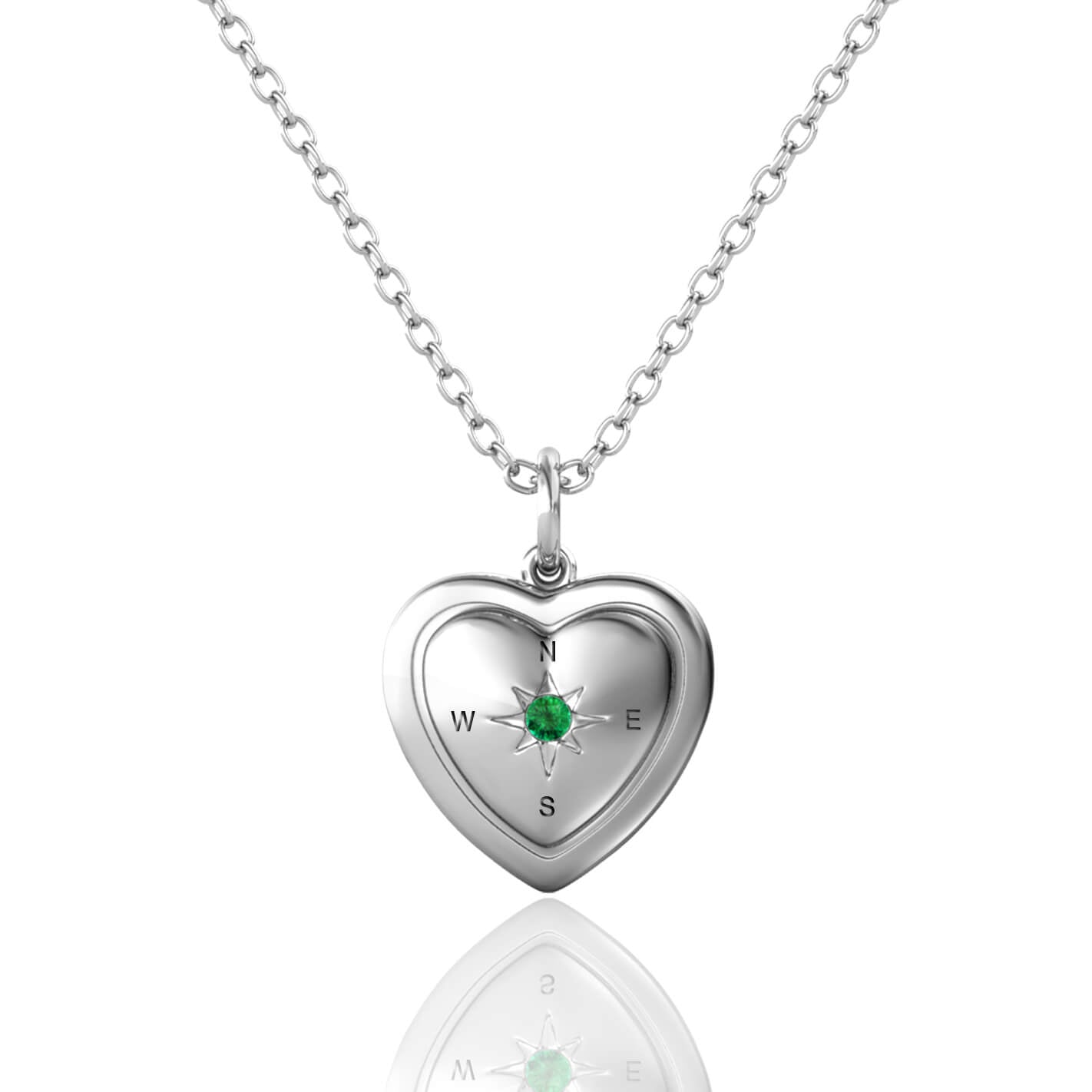 Heart Photo Locket Necklace with Picture Inside - Silver