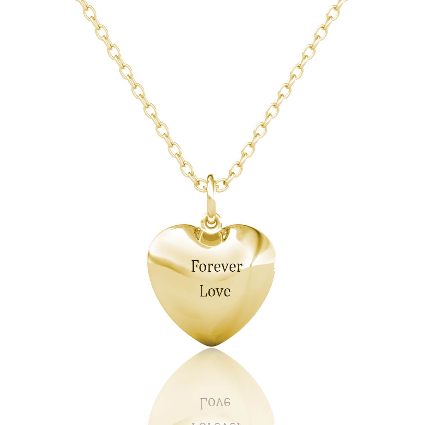 Heart Photo Locket Necklace with Picture Inside - Gold