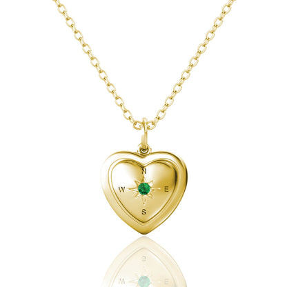 Heart Photo Locket Necklace with Picture Inside - Gold