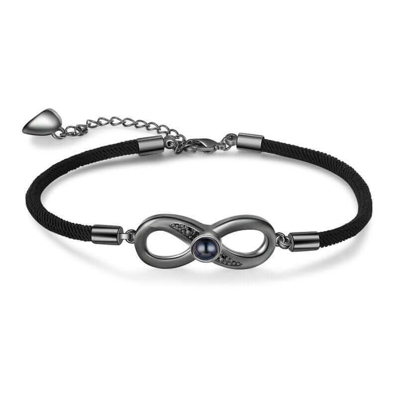 Infinity Charm Photo Projection Couple Bracelet with Picture Inside