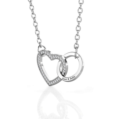 Engraved Interlocking Heart Necklace