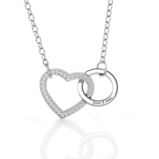 Engraved Interlocking Heart Necklace