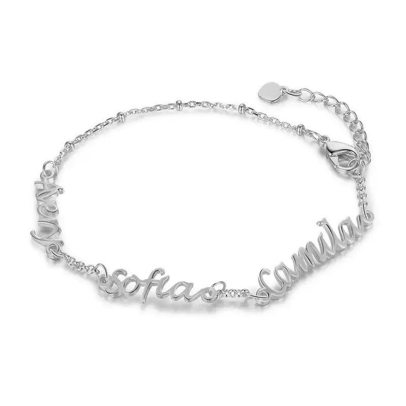 Personalised Name Bracelet, Bracelet with 1-3 Name, Name Bracelet for Women, Sterling Silver Name Bracelet