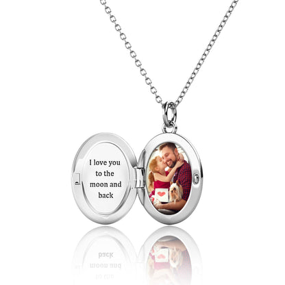 Photo Locket Necklace with Picture Inside - Silver