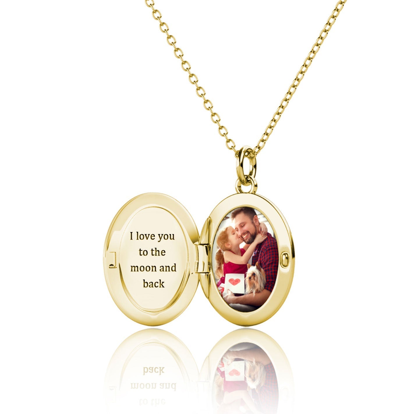 Photo Locket Necklace with Picture Inside - Gold