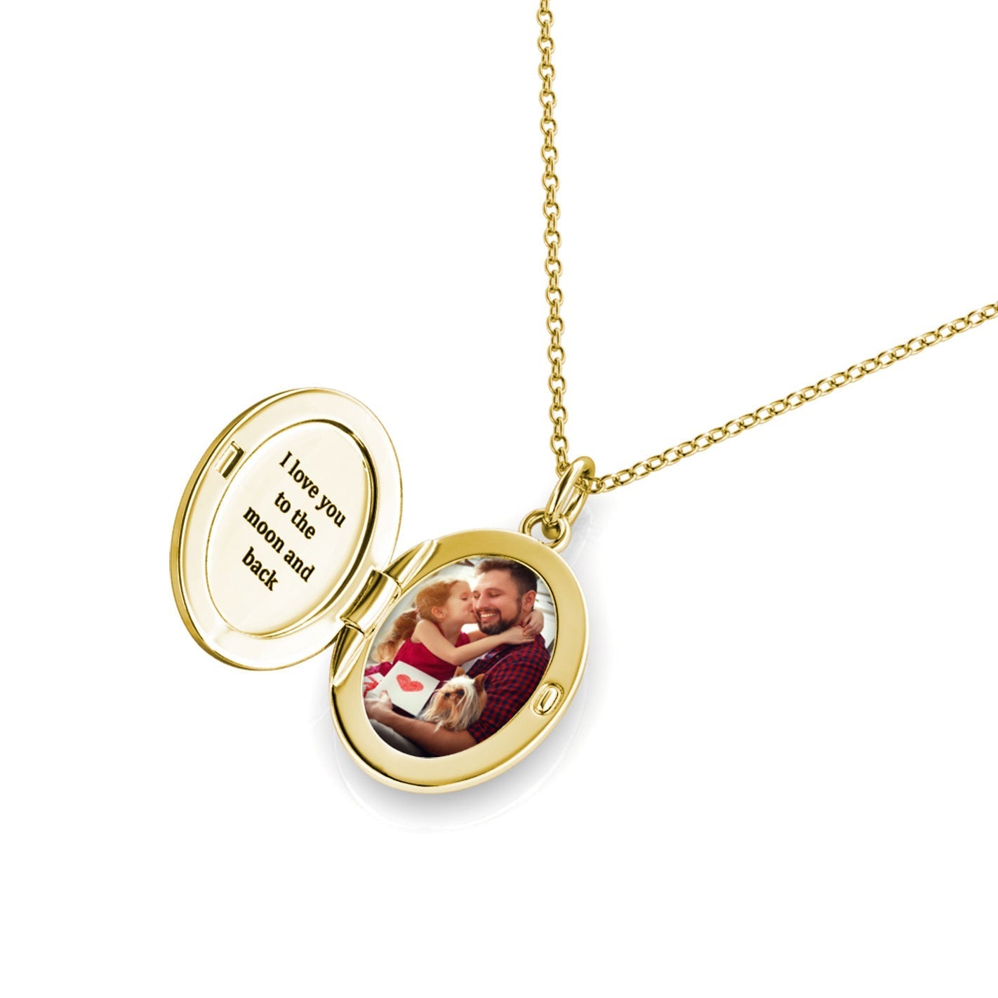 Photo Locket Necklace with Picture Inside - Gold