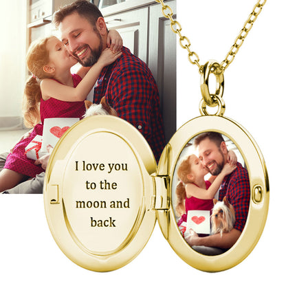 Photo Locket Necklace with Picture Inside - Gold