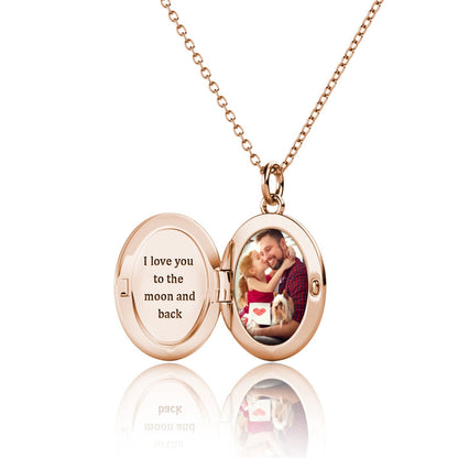 Photo Locket Necklace with Picture Inside - Rose Gold