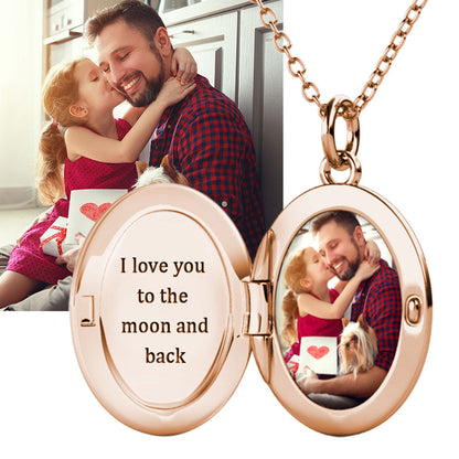 Photo Locket Necklace with Picture Inside - Rose Gold