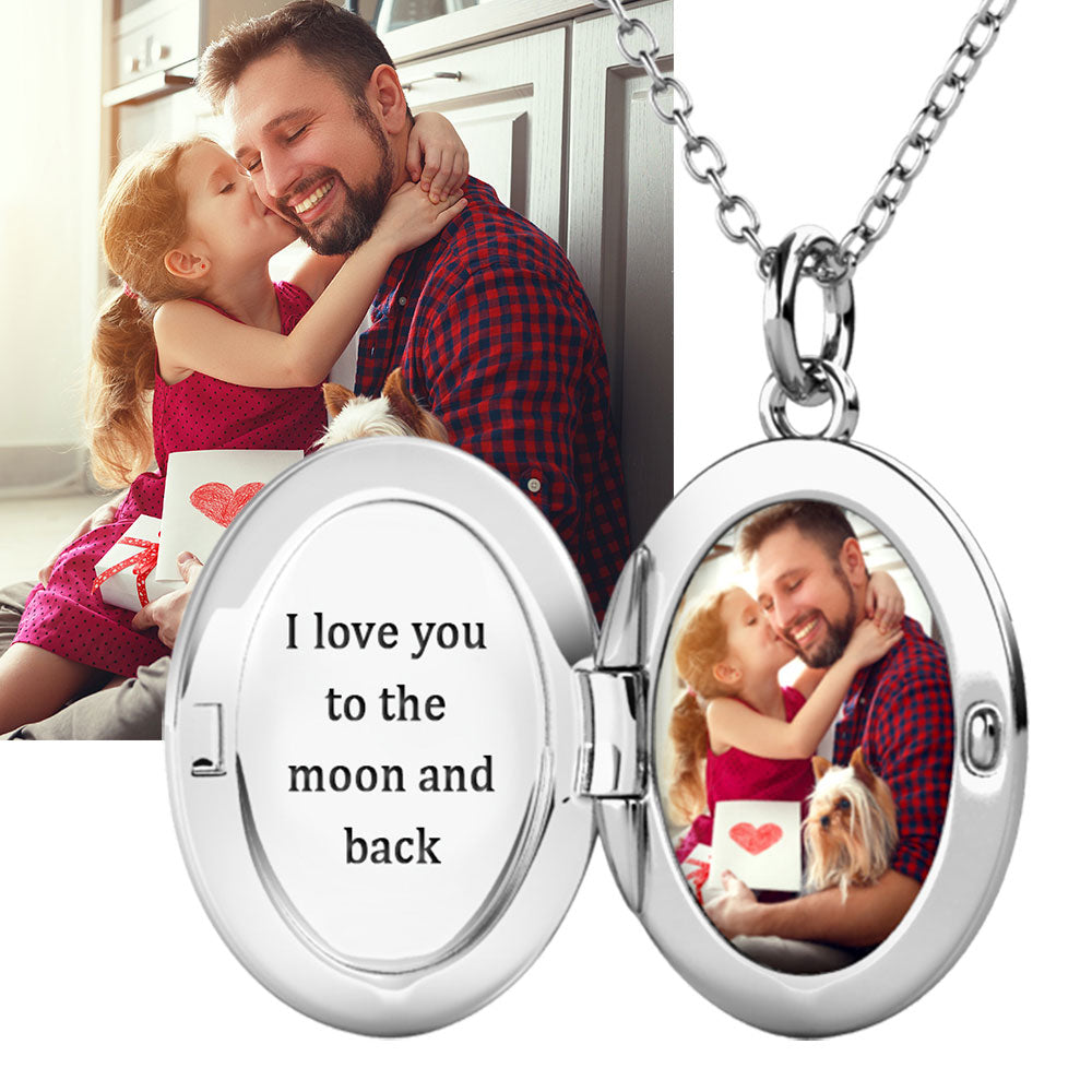 Photo Locket Necklace with Picture Inside - Silver