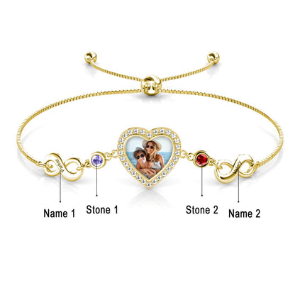 Photo Bracelet with Birthstone | Photo Charm Bracelet with Picture Inside