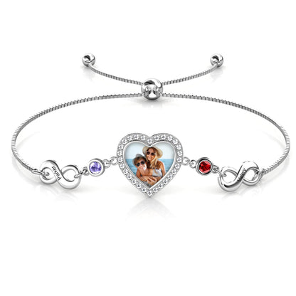 Photo Bracelet with Birthstone | Photo Charm Bracelet with Picture Inside