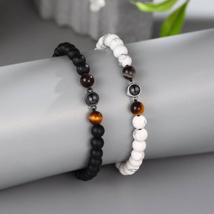 Photo Projection Bracelet with Picture Inside | Magnesite Stone Beads Projection Bracelet