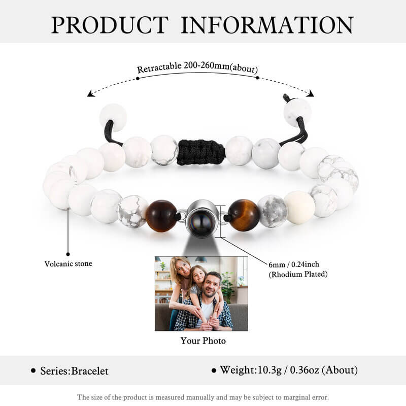 Photo Projection Bracelet with Picture Inside | Magnesite Stone Beads Projection Bracelet