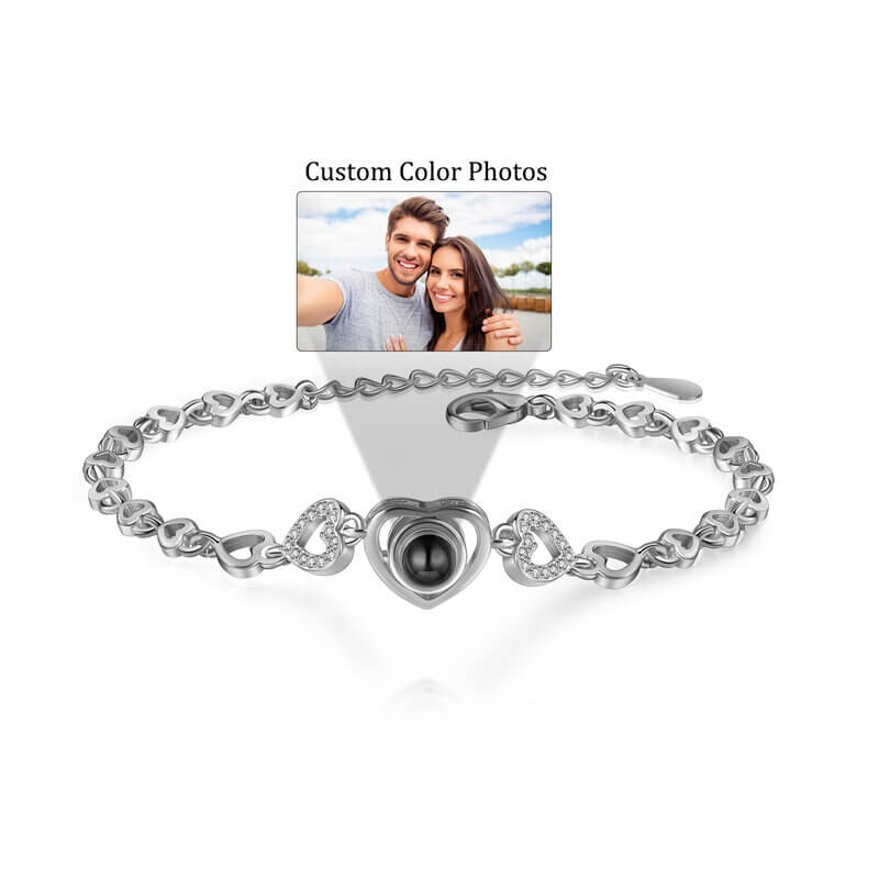 Heart Photo Projection Bracelet with Picture Inside | Memory Projection Bracelet