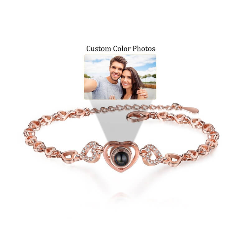 Heart Photo Projection Bracelet with Picture Inside | Memory Projection Bracelet