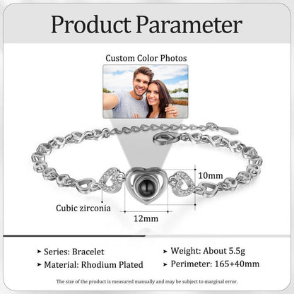 Heart Photo Projection Bracelet with Picture Inside | Memory Projection Bracelet