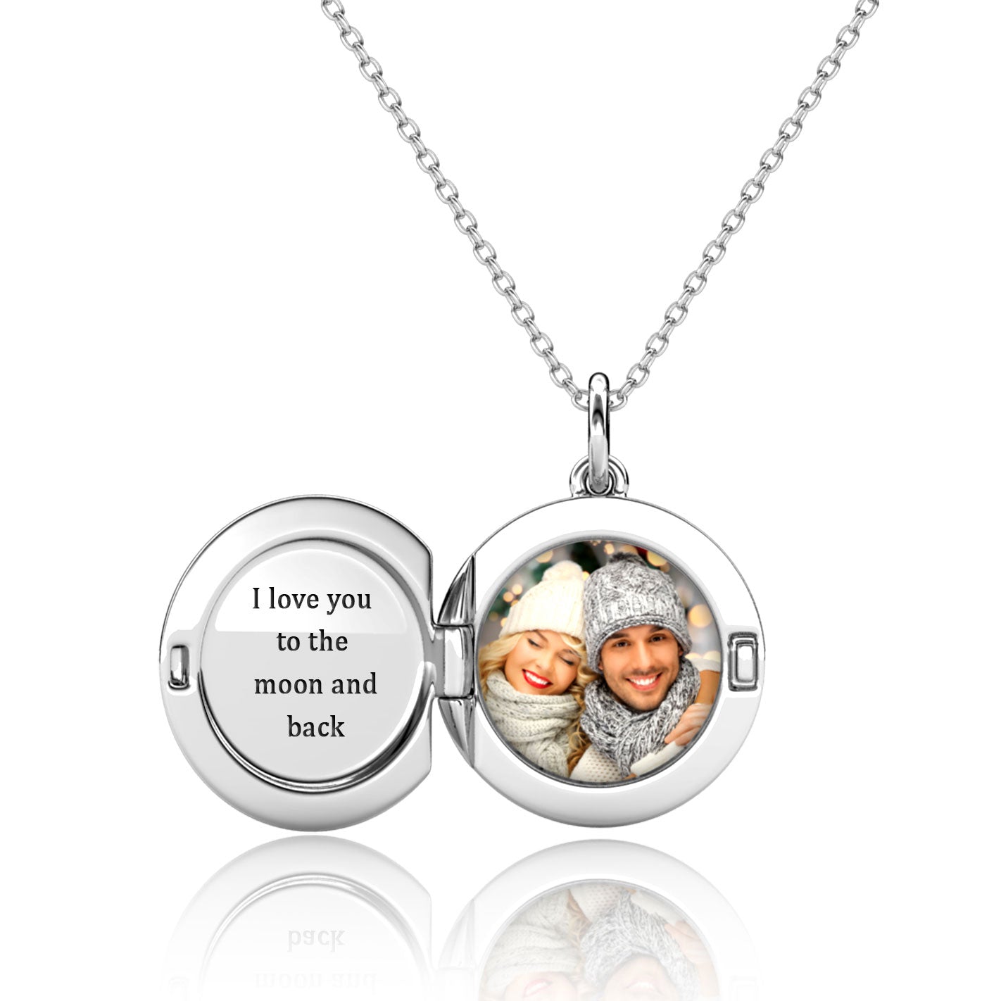 Photo Locket Necklace with Picture Inside - Silver