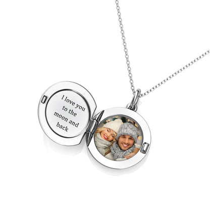 Photo Locket Necklace with Picture Inside - Silver