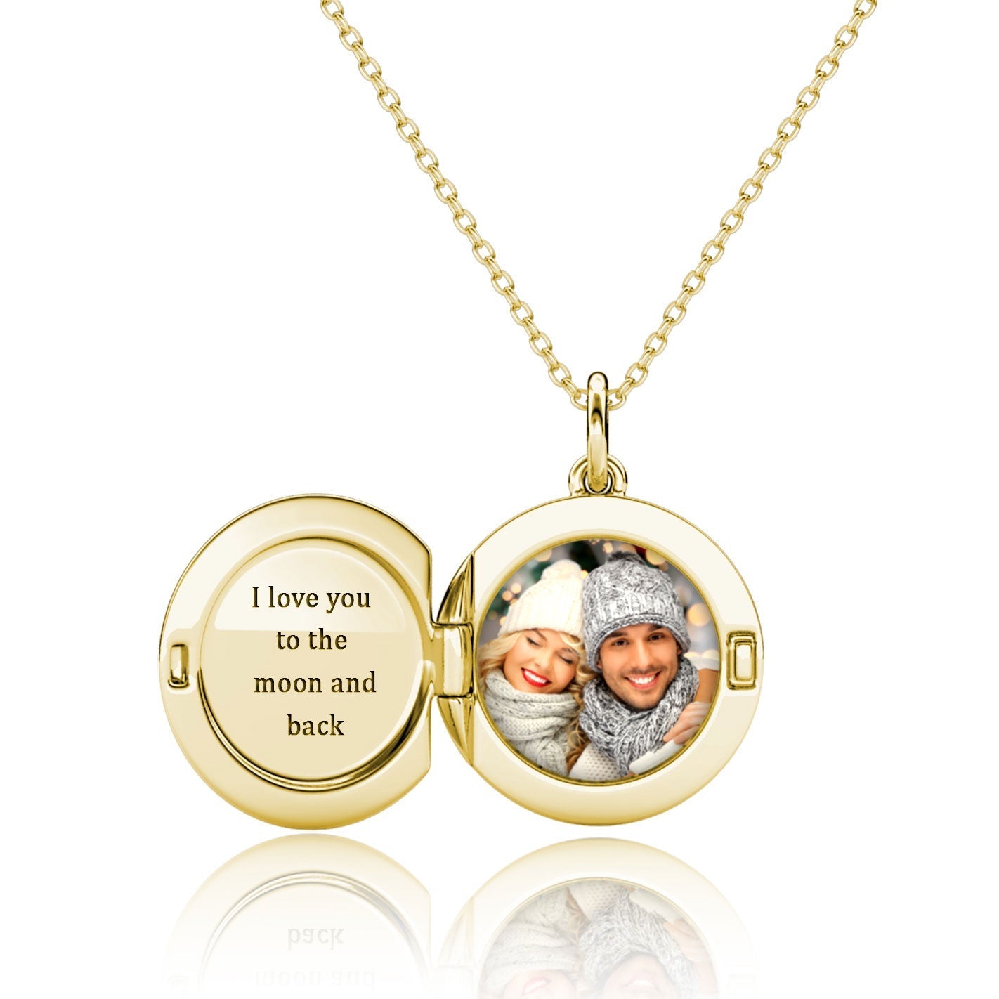 Photo Necklace for Her - Photo Locket Necklace with Picture Inside - Gold