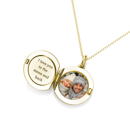 Photo Necklace for Her - Photo Locket Necklace with Picture Inside - Gold