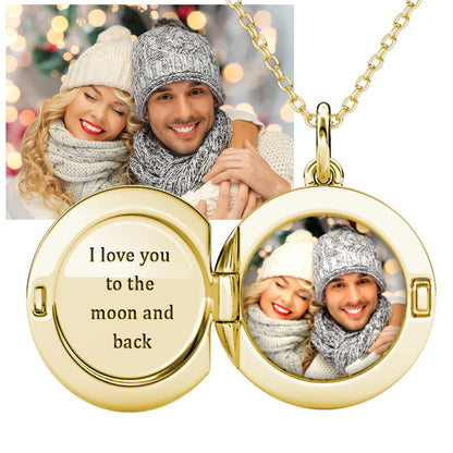 Photo Necklace for Her - Photo Locket Necklace with Picture Inside - Gold