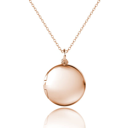 Round Photo Locket Necklace with Picture Inside - Rose Gold