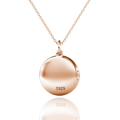 Round Photo Locket Necklace with Picture Inside - Rose Gold