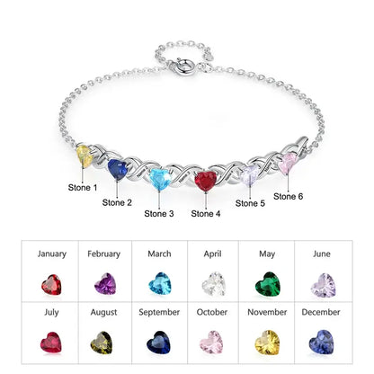 Personalized 2-7 Birthstone Bracelet with Engraved Names | 3 Colours