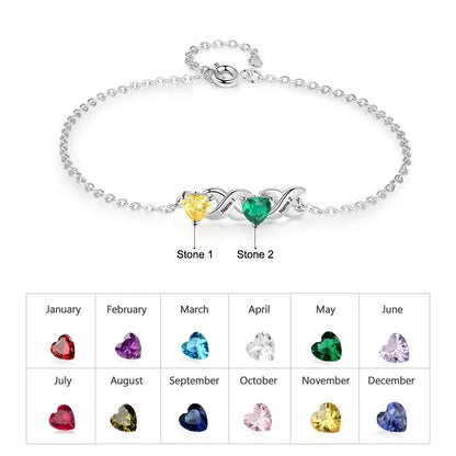 Personalized 2-7 Birthstone Bracelet with Engraved Names | 3 Colours