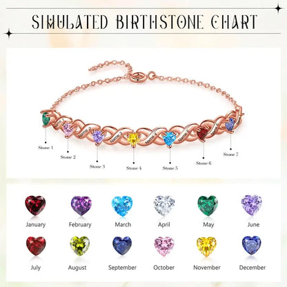 Personalized 2-7 Birthstone Bracelet with Engraved Names | 3 Colours