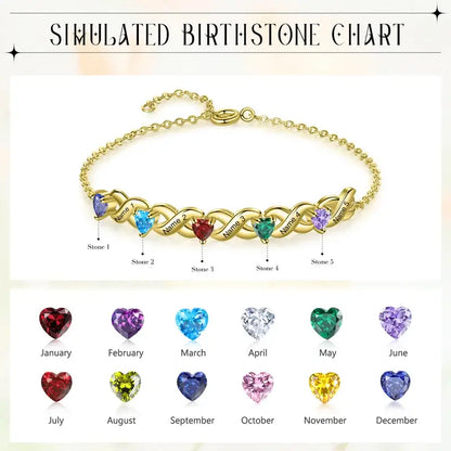 Personalized 2-7 Birthstone Bracelet with Engraved Names | 3 Colours