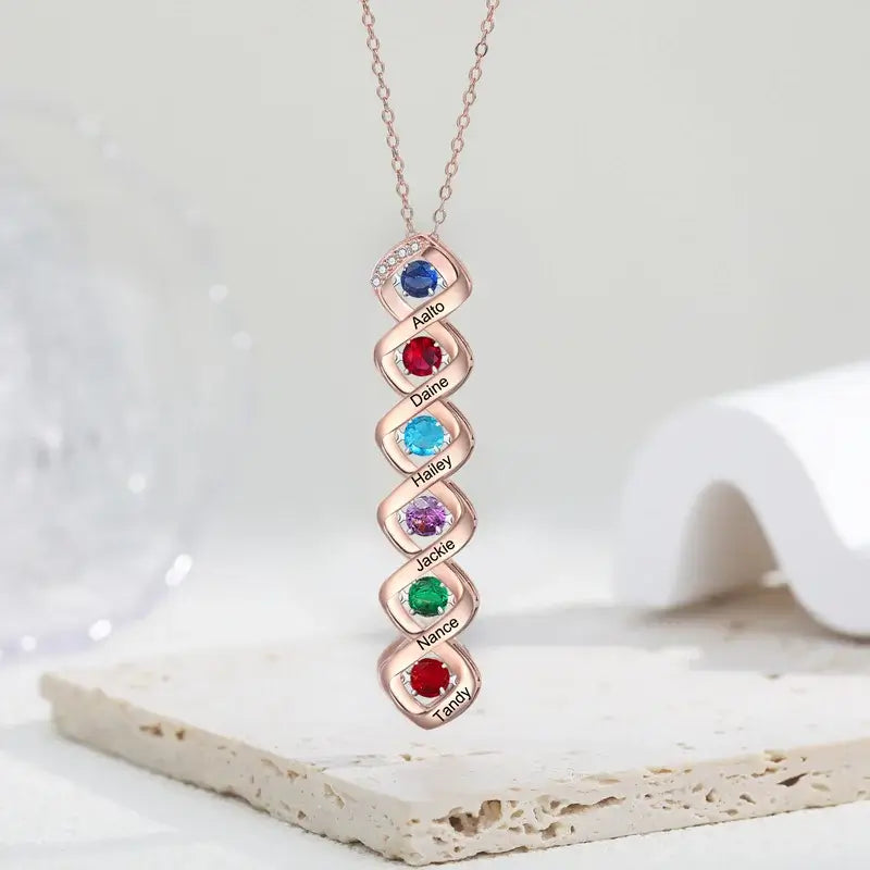 Birthstone Pendant for Mom, Mom Necklace for Mother's Day, Mother's Necklace with Children's Birthstone and Names, Custom Name Necklace, Mother's Day Gift