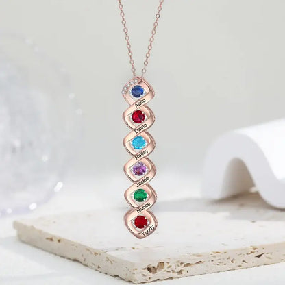 Birthstone Pendant for Mom, Mom Necklace for Mother's Day, Mother's Necklace with Children's Birthstone and Names, Custom Name Necklace, Mother's Day Gift