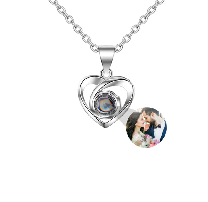 Personalized Crossed Heart Photo Necklace