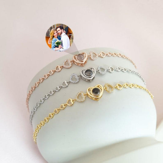 Personalized Heart  Photo Projection Bracelet - Sterling Silver