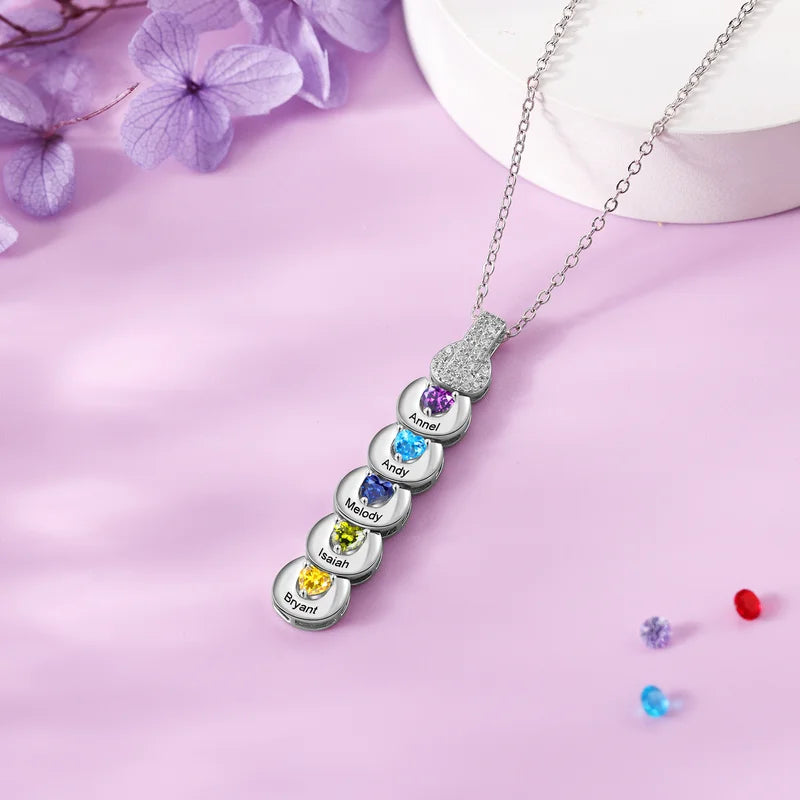 Personalized Necklace with Birthstone, Personalized Mom Necklace with Children's Names, Name Engraved Necklace for Mother's Day